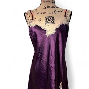 Victoria's Secret Purple Satin Chemise with Lace